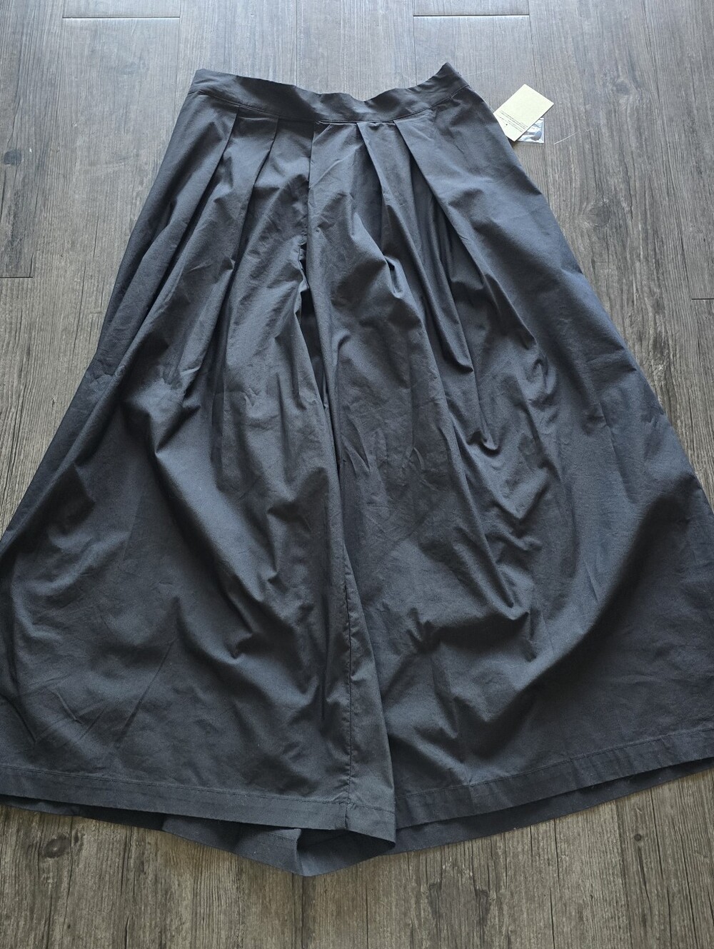 MUJI Black Pleated Wide-Leg Culotte Ankle Pants NWT JP XL *read description*